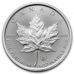 Платиновая монета 50 долларов "Кленовый лист", Canadian Platinum Maple Leaf 50 долларов, 1oz, 31,1г.